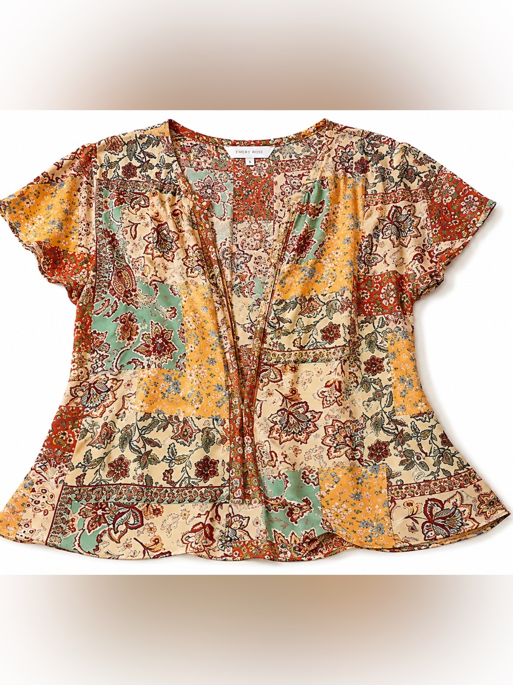 NWOT Emery Rose Vibrant Floral Women's Open front Blouse